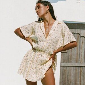 Sabo Skirt Cream Mini Dress with Tiny Floral Print